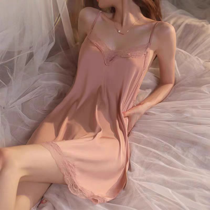 Lace Pure Style Spring And Autumn Ice Silk Strap Night Dress