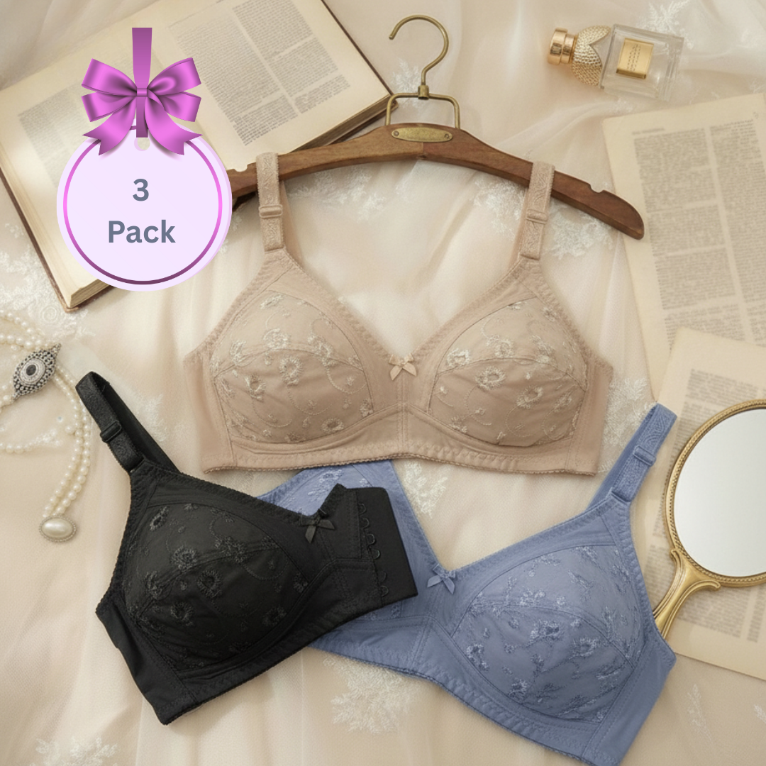 Cotton Bra Fancy breathable pack of 3 pcs cotton Bra